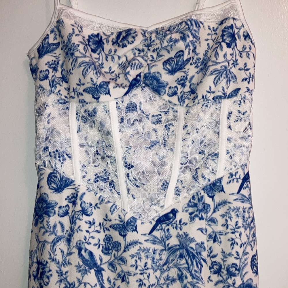 SHEIN MOD | NWT! 👗Floral Print Lace Panel Split Hem Cami Dress XS - Picture 6 of 12